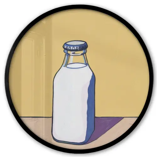 Glazen - Fles - Illustratie - Melk Fotolijst rond zonder passe partout klein -3d