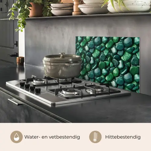 Groen - Glanzende - Kiezels keuken achterwand spatscherm klein 900 -usp_NL