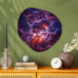 Space - Stars - Abstract - Colorful Wandcirkel Organisch Aluminium middel -sfeer2