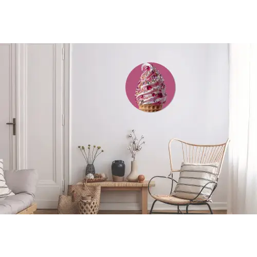 Softijs - Edelstenen - Roze - Hoorntje Wandcirkel aluminium klein -woonkamer