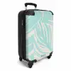 Grote bladeren in lichtblauw met beige NBS - Handbagage koffer - Kinderen Unisex middel -productfoto_3d