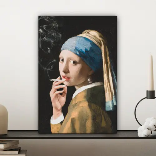 Meisje met de parel - Johannes Vermeer - Sigaretten canvas 2cm klein -sfeer6