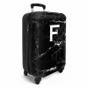 Marmer - Zwart - Letter F NBS - Handbagage koffer - Unisex middel -productfoto_3d