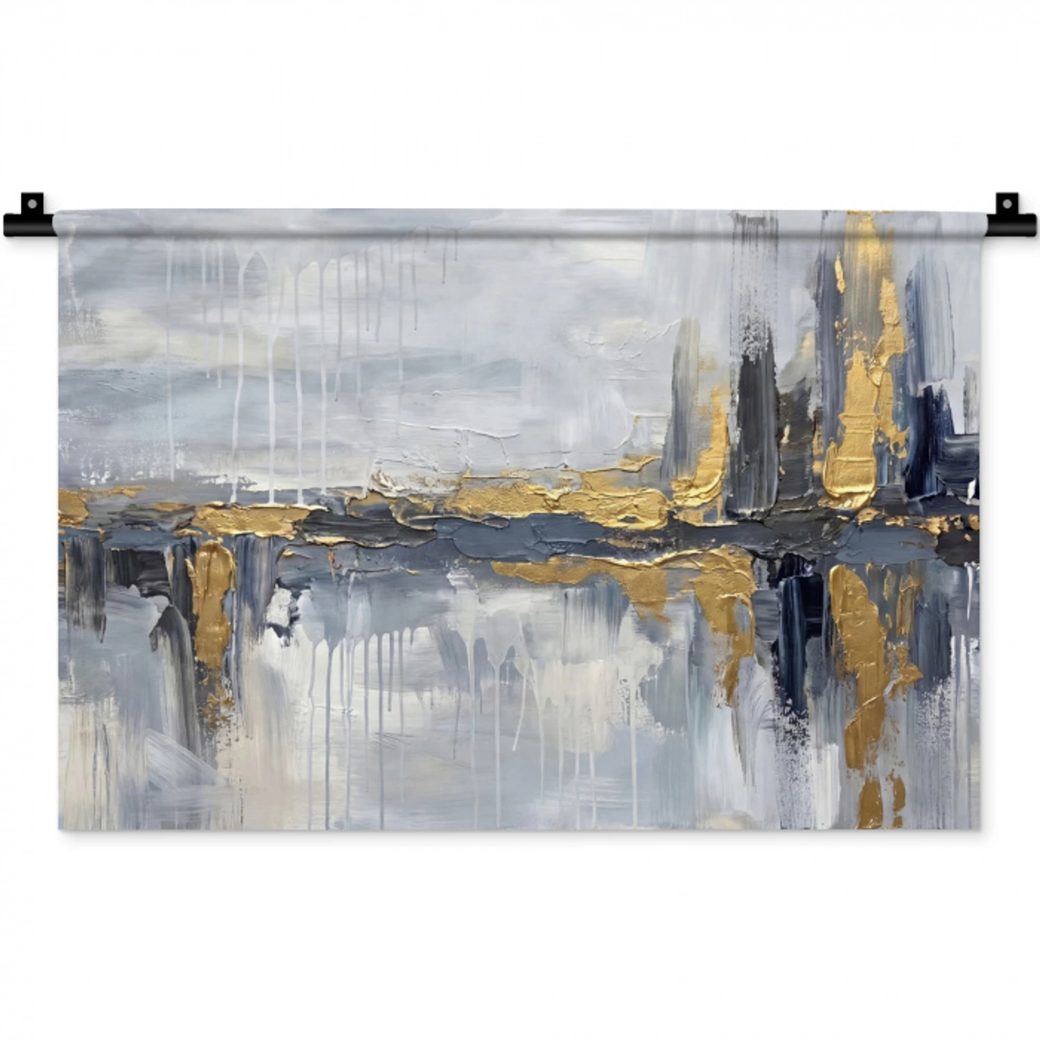 Abstract - Structuur - Goud - Grijs - Modern Wandkleed katoen klein -zz3d