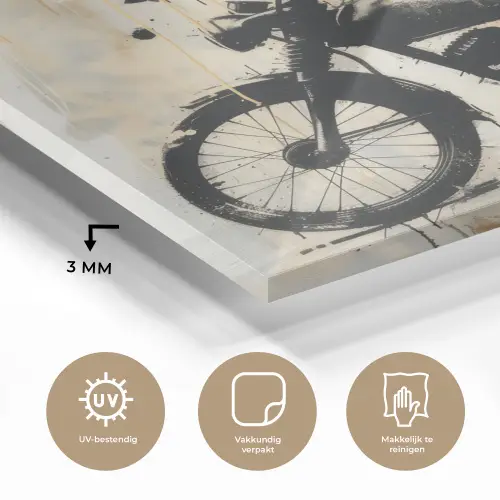 Vintage - Street art - Motor - Jongen - Graffiti - Zwart - Banksy plexiglas 5mm klein -sfeer2