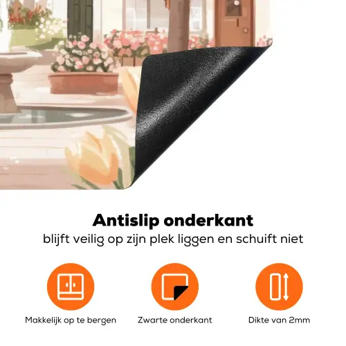 Dorpsplein - Fontein - Tulpen Inductie beschermer vinyl 3mm klein -zzzzzzz-td-onderkant