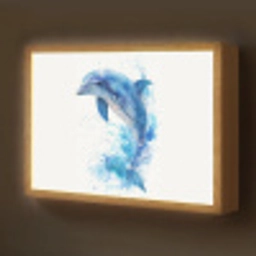 Dolfijn - Water - Blauw Light Box met batterij (Wandlamp kind) middel -z3d_website