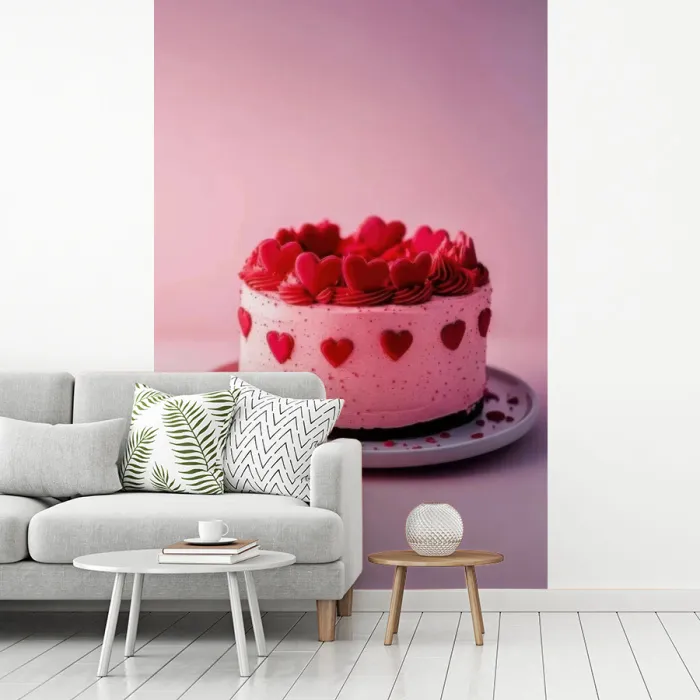 Taart - Hart - Roze fotobehang vinyl groot -woonkamer