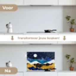 Nacht - Goud - Marmer - Abstract - Landschap - Berg keuken achterwand spatscherm klein -voor_na_NL