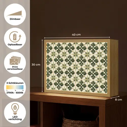 Patroon - Tegel - Groen Light Box met batterij (Wandlamp) middel 907 -USP_websiteoverzichtNL