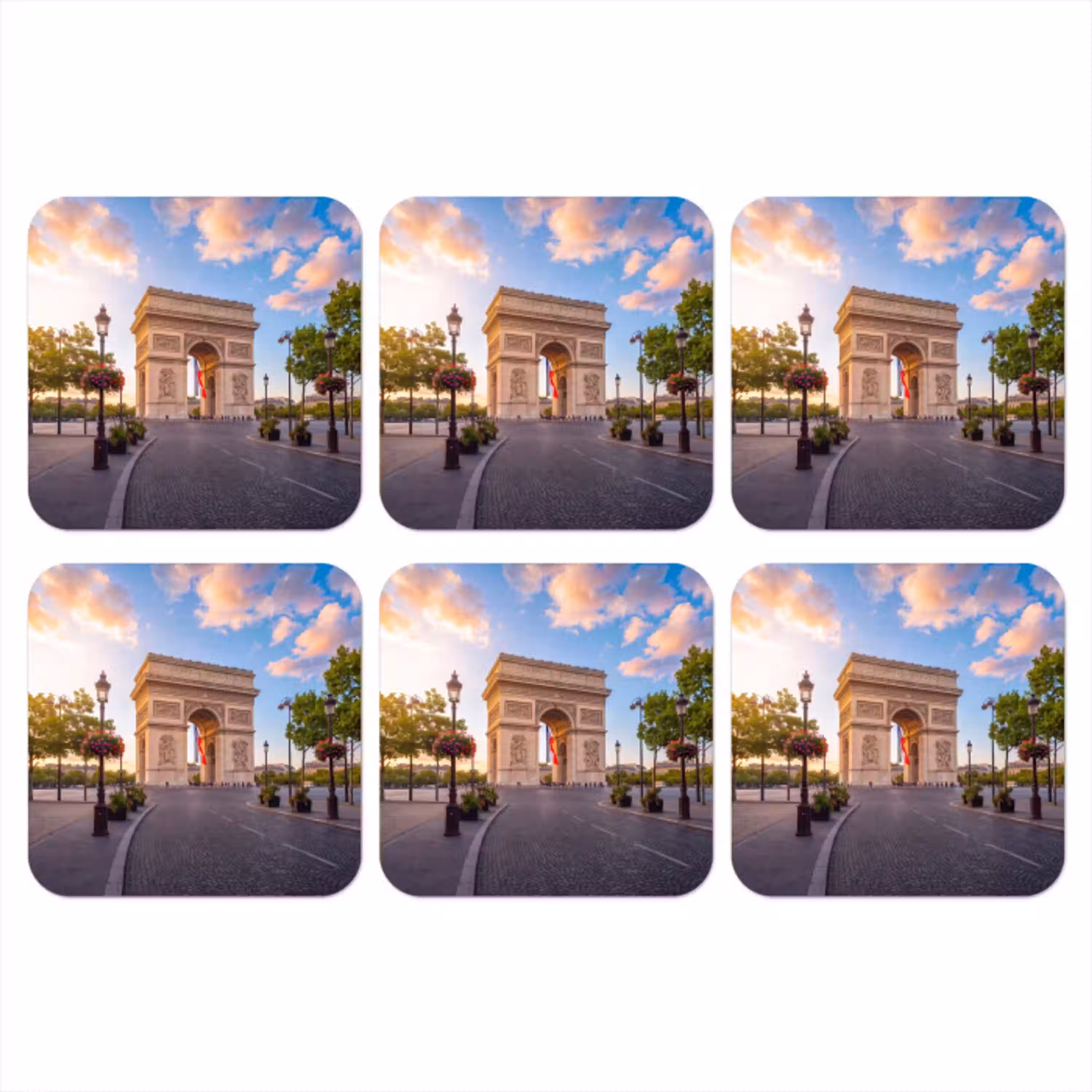 Monument - Parijs - Zonsondergang - Architectuur - Goud onderzetter kurk middel -3d