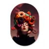 Vrouw - Donuts - Kleurrijk Wandcirkel Ovaal Glas middel -3d