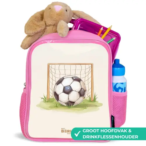 Voetbal in een goal Kinderrugzak - Roze middel -inhoud_NL