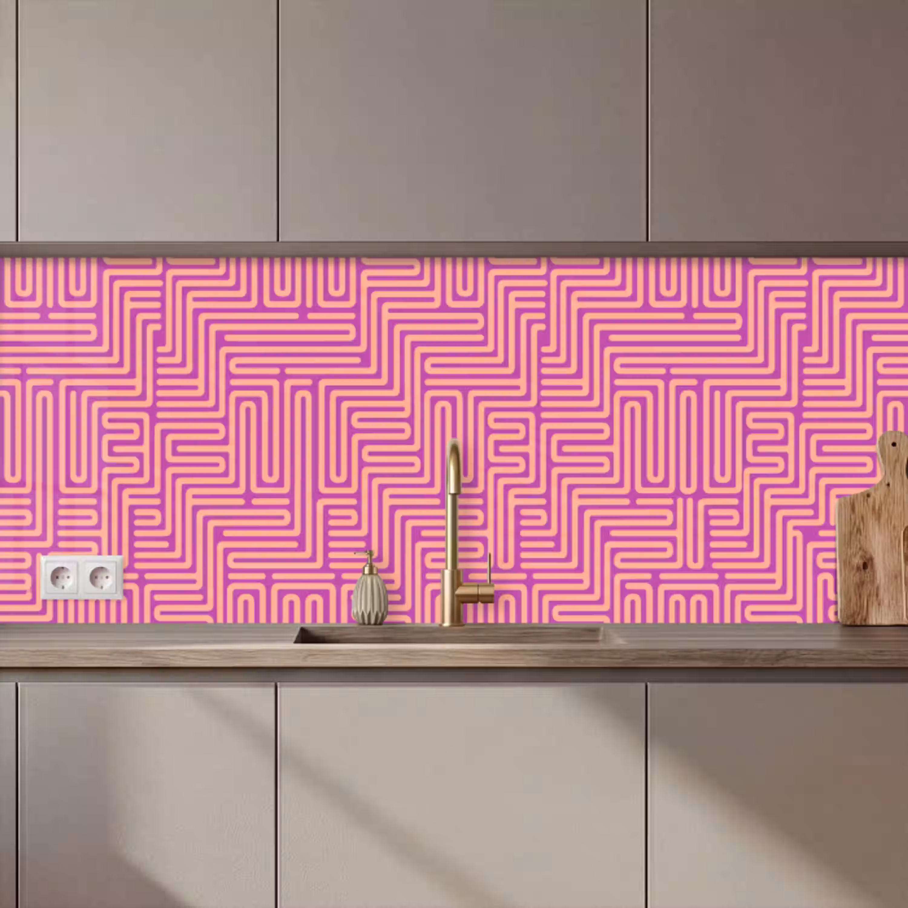 Patroon - Lijnen - Abstract - Modern - Paars keuken achterwand 2 middel zz_3dshopping