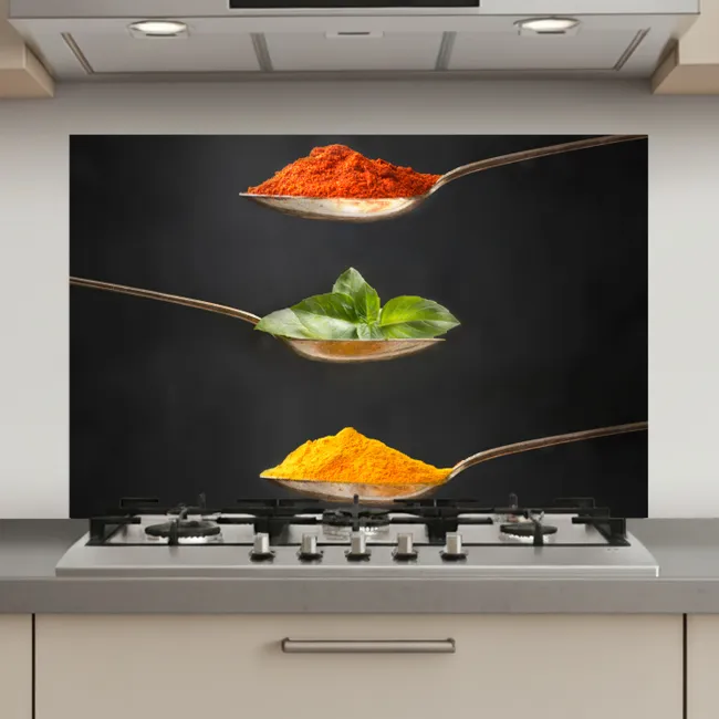 Kruiden - Lepel - Specerijen - Zwart - Italiaans keuken achterwand spatscherm klein -3d_website