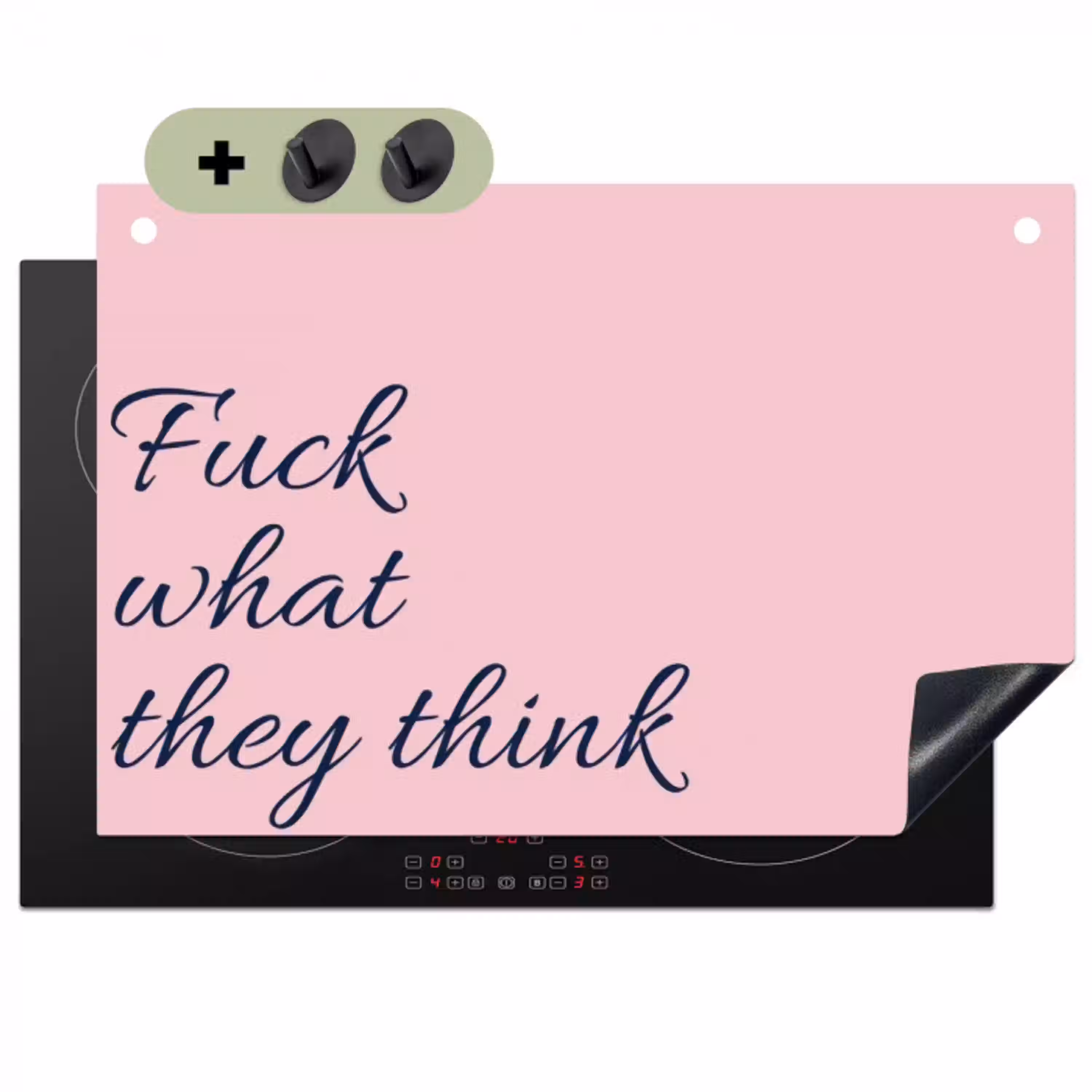 Fuck what they think - Roze - Minimalistisch Inductie beschemer met haakjes klein -3d