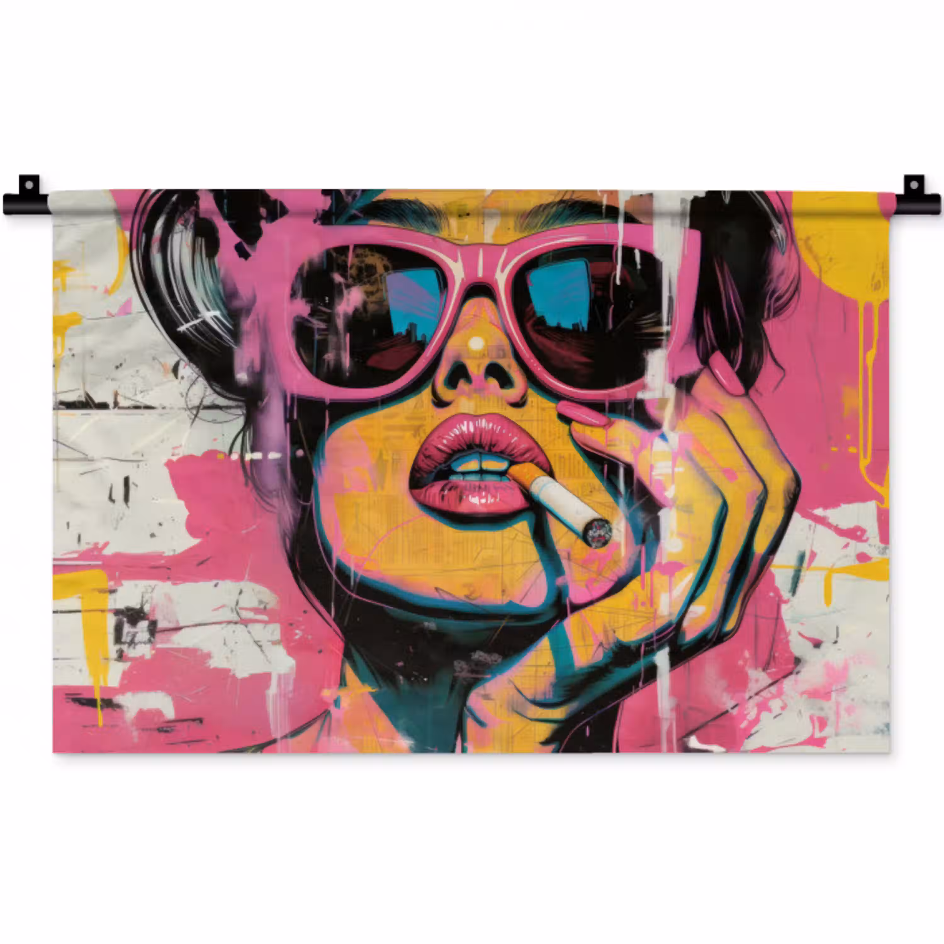 Portret - Vrouw - Abstract - Zonnebril Wandkleed katoen klein -zz3d