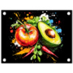 Tomaat - Avocado - Peper - Graffiti - Verf - Modern tuinposter los doek klein -3d