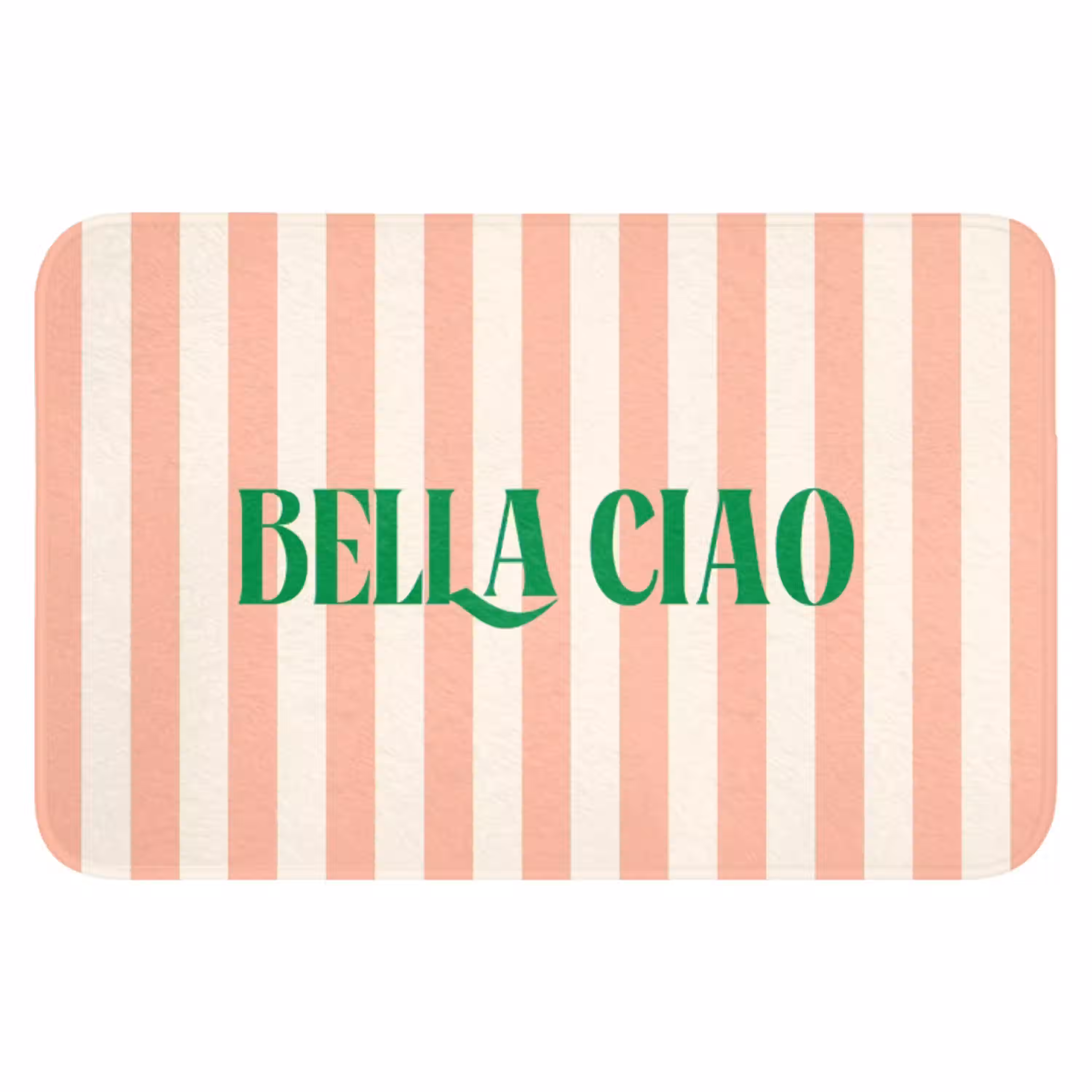 Zachtroze - Groen- Strepen - Bella Ciao WCmat klein -3d