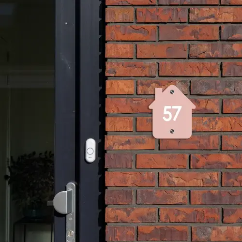 Effen roze - Traditioneel Naambord Huisje klein -sfeer2