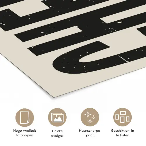Cheers - Japandi - Zwart - Letters poster papier klein -closeup_NL