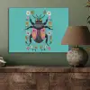 Kever - Bloemmotieven - Turquoise - Bladeren PET vilt klein -sfeer2