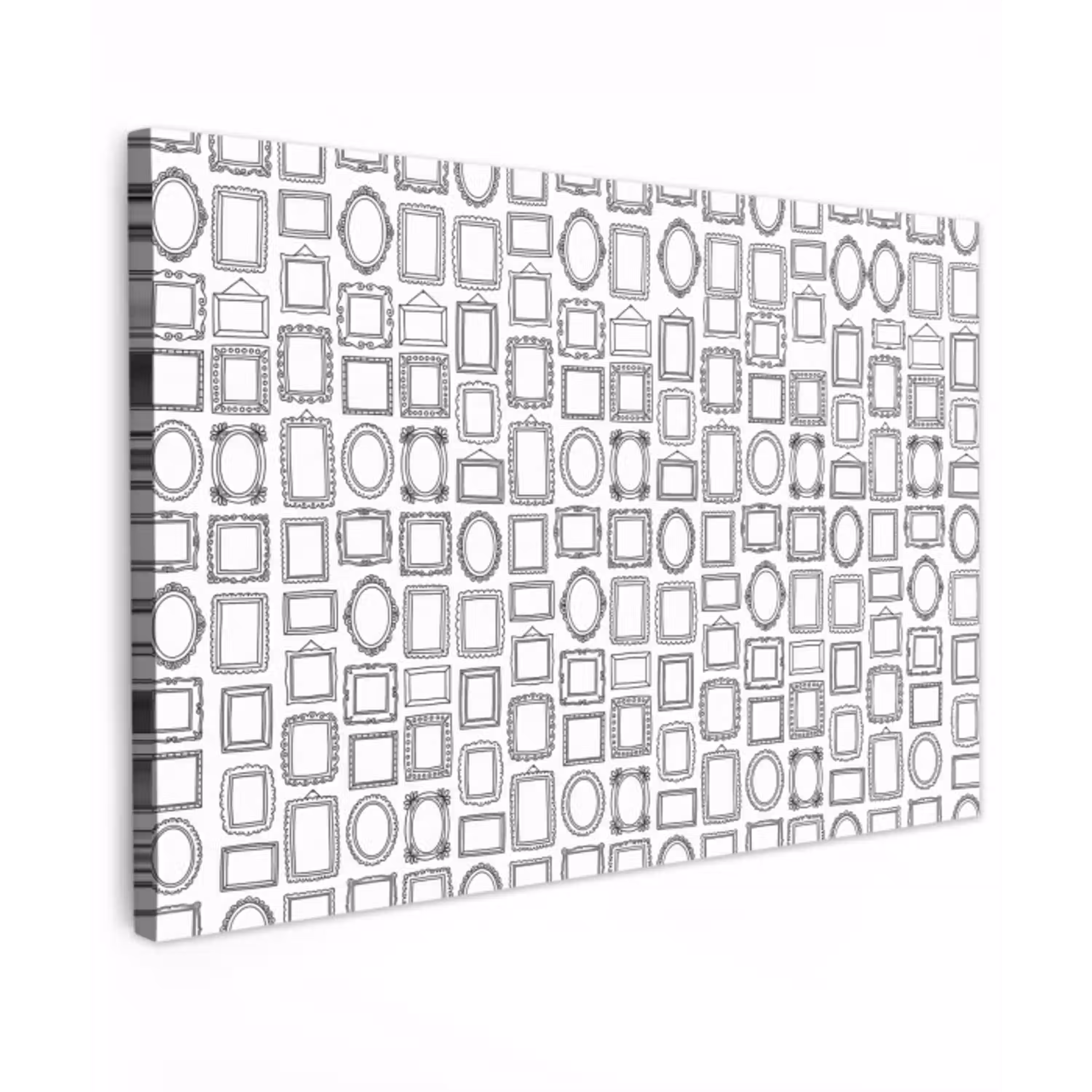Lijsten - Patroon - Decoratie - Schets - Zwart-wit Tuinposter op houten frame 2 cm dik klein -3d