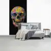 Penseelstreken - Schedel - Kleurrijk - Abstract fotobehang vinyl groot -slaapkamer