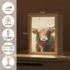 Kerst - Schotse Hooglander - Bruin - Krans Light Box met kabel (Tafellamp) klein -USP_NL