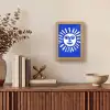 Zon - Gezicht - Penseelstructuur - Blauw Light Box met kabel (Tafellamp) klein -sfeer2
