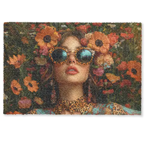 Vrouwen - Bloemen - Modern - Bril - Abstract Deurmat klein -zkaufland3d
