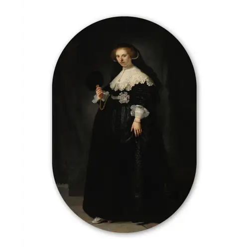 Het huwelijksportret van Oopjen Coppit - Rembrandt van Rijn Wandcirkel Ovaal Forex klein -3d