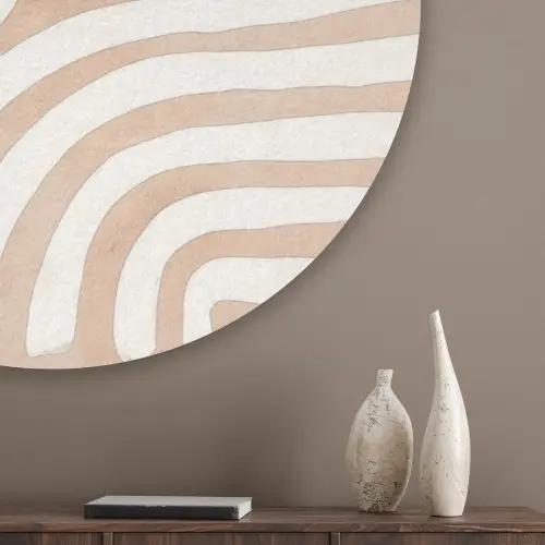 Beige - Aardspatroon Akoestische PET Vilt - Rond klein -sfeer5_closeup