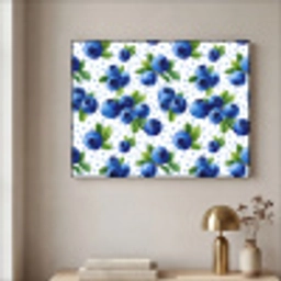Bessen - Patroon - Blauw Textielframe zwart klein 947 -sfeer2