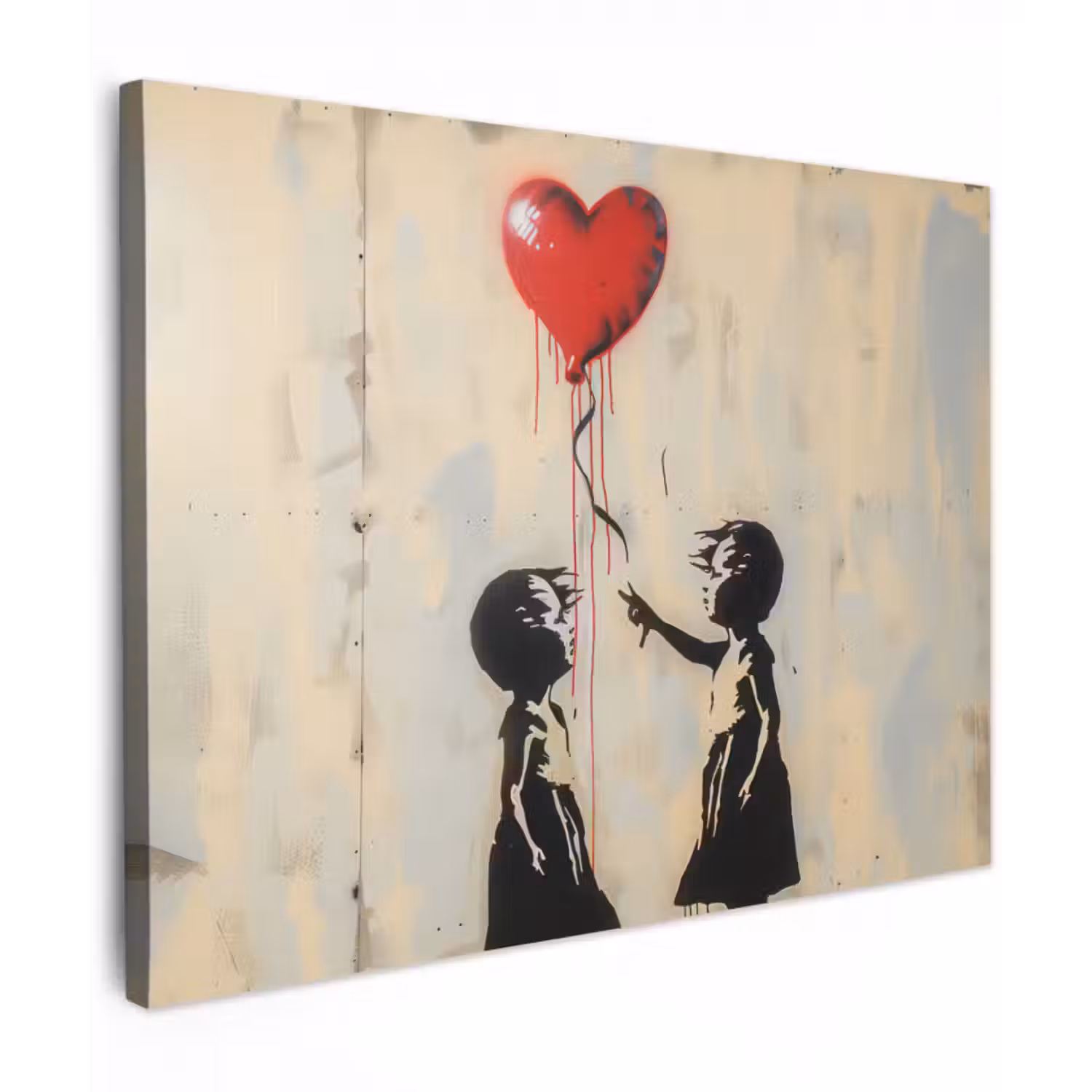 Leinwandbild - Straßenkunst - Banksy - Luftballon - Graffiti - Retro