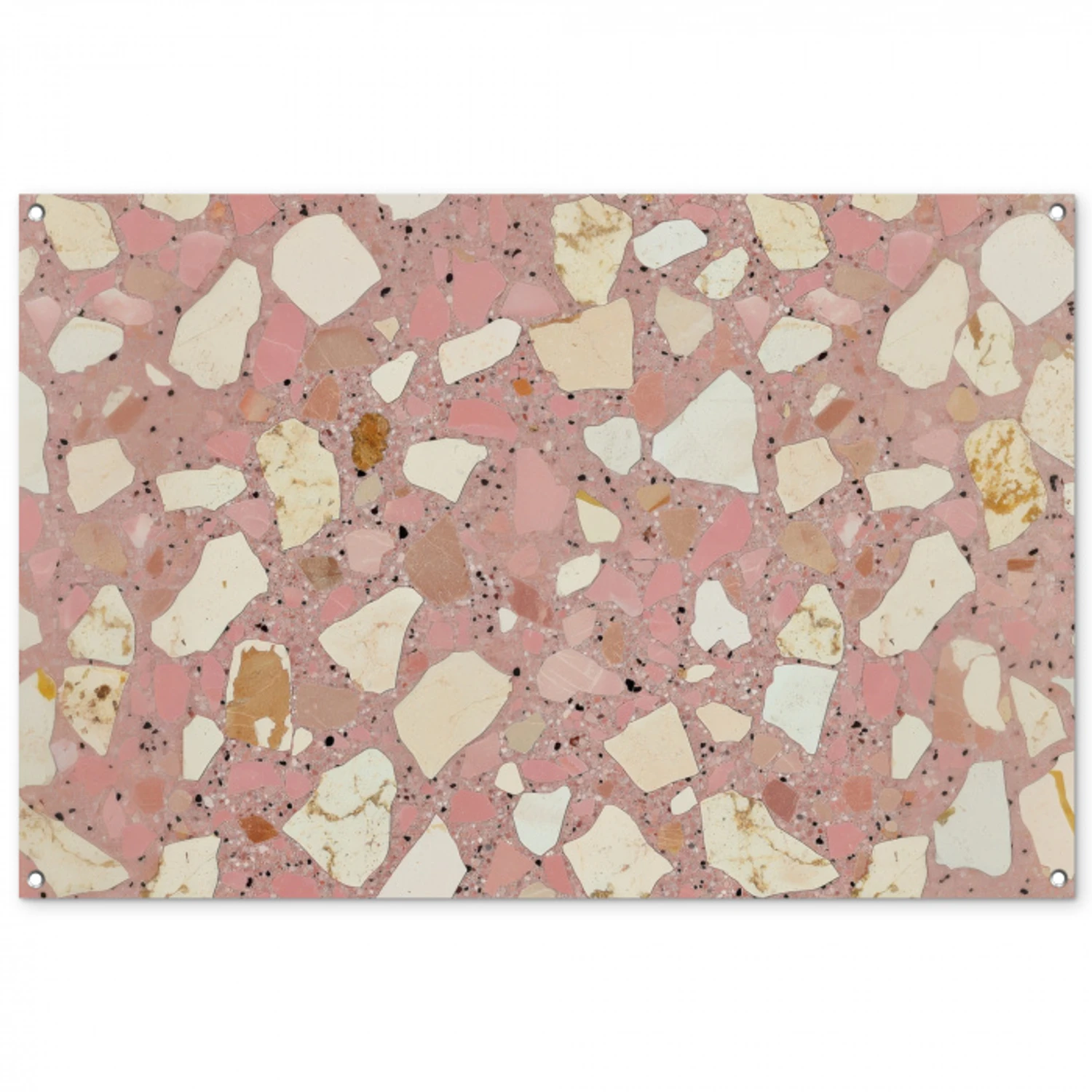 Roze - Decoratie - Stenen - Terrazzo tuinposter los doek groot -3d