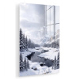 Sneeuwlandschap - Bergen - Rivier - Winter plexiglas 5mm klein -zzzproduct_nieuw