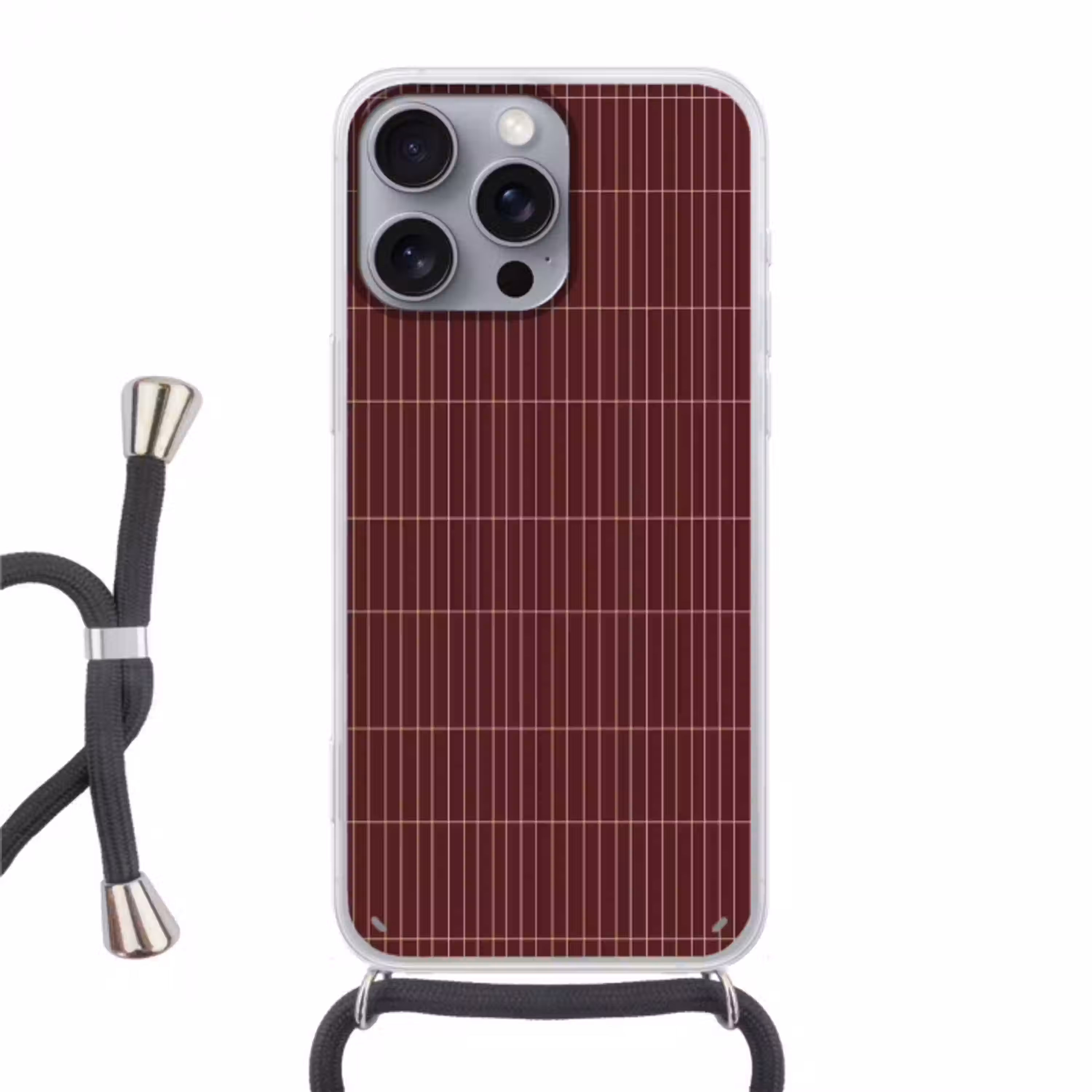 Lijnen - Patroon - Bordeaux Hoesje iPhone 16 Pro Max met koord klein 804 -3d