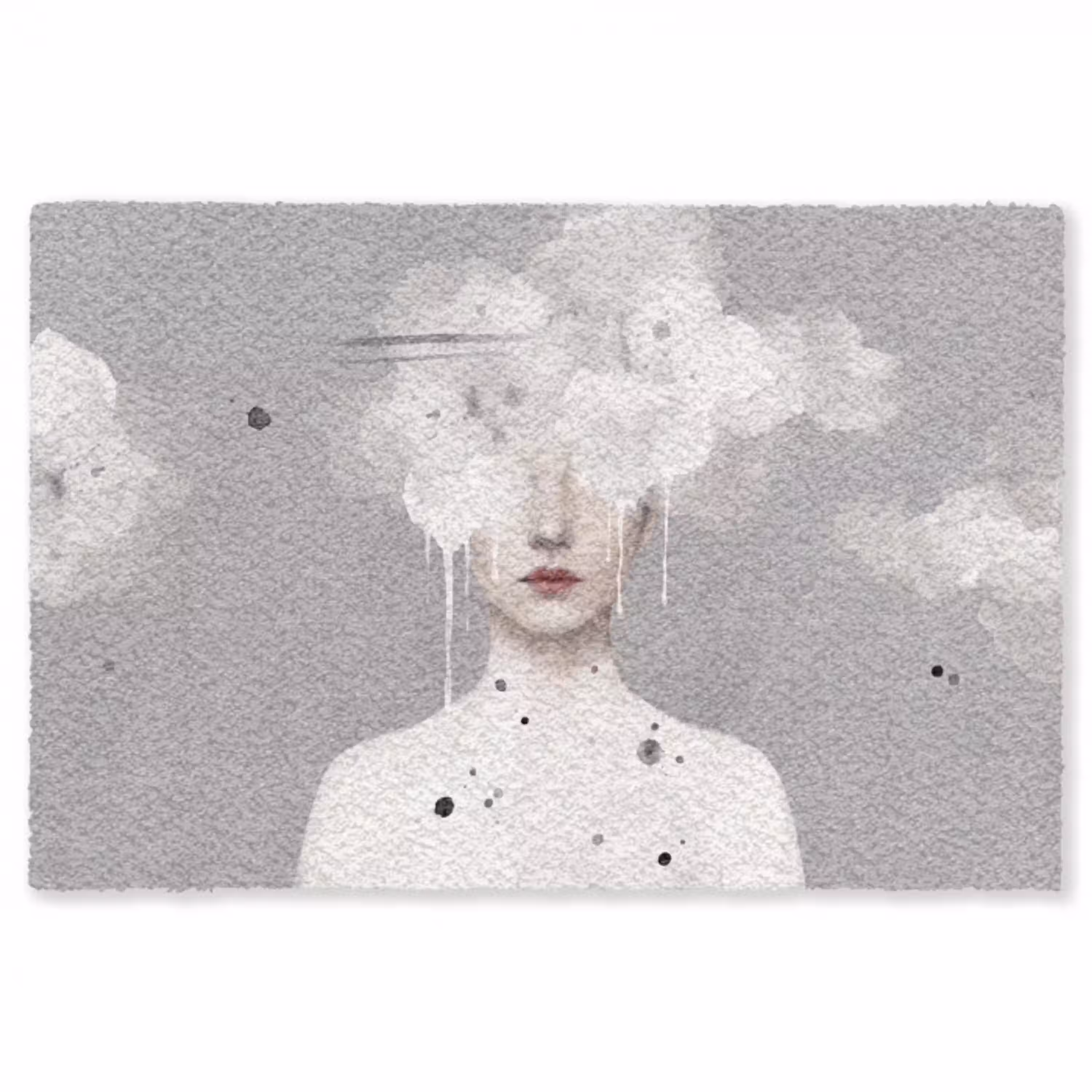 Vrouw - Wolk - Grijs Vloerkleed Rechthoek klein -3d