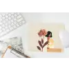 Vrouw - Minimalistisch - Bloem muismat rubber klein -witbureau