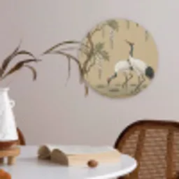 Kraanvogels - Water - Beige Akoestische PET Vilt - Rond klein -sfeer3
