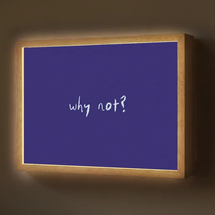 Why not - Blauw - Handgeschreven Light Box met batterij (Wandlamp) middel -z3d_website