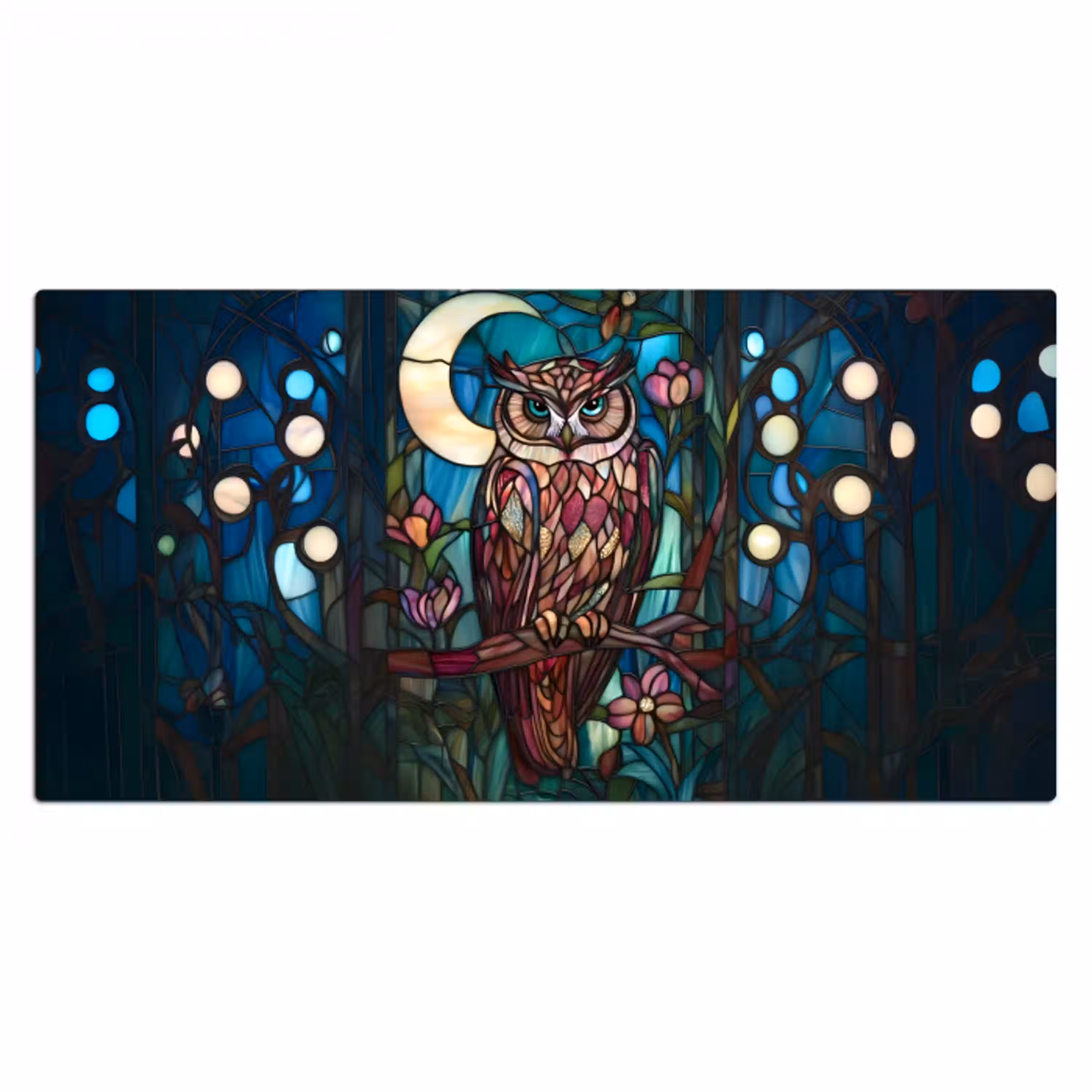 Uil - Mozaïek - Maan - Nacht Muismat XXL klein -3d_leeg