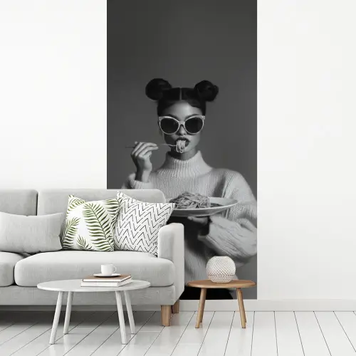 Vrouw - Pasta - Zonnebril fotobehang vinyl groot -woonkamer