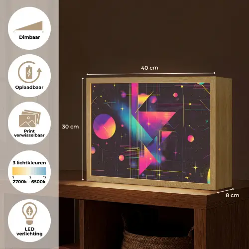 Driehoeken - Cirkels - Abstract - Sterren Light Box met batterij (Wandlamp) middel -USP_websiteoverzichtNL