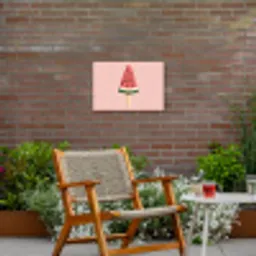 Watermeloen - Ijsje - Pitjes - Rood Tuinposter op houten frame 2 cm dik klein -sfeer3