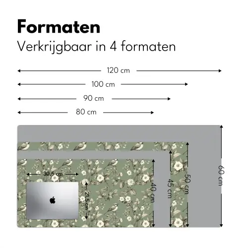 Botanisch - Vogels - Groen Muismat XXL klein 681 -sfeer5
