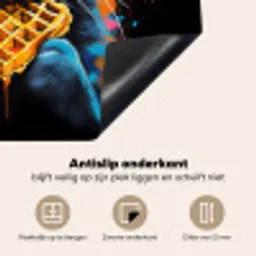 Kat - Graffiti - Kleurrijk - Wafel - Eten Inductie beschermer vinyl 3mm middel -sfeer4
