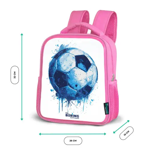 Voetbal - Inktspatten - Blauw - Bal Kinderrugzak - Roze middel -productfoto_formaten