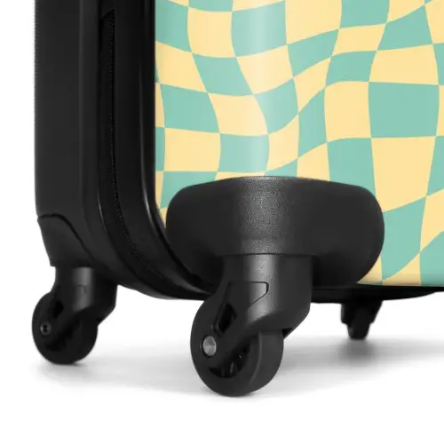 Squares - Groen/Gele golven NBS - Handbagage koffer - Kinderen Unisex middel -wiel